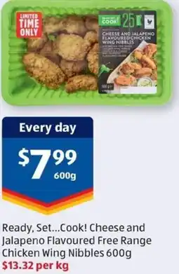 ALDI Ready, Set...Cook! Cheese and Jalapeno Flavoured Free Range Chicken Wing Nibbles offer