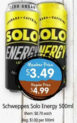 Spudshed Schweppes Solo Energy offer