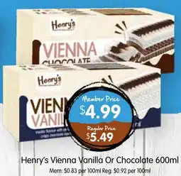 Spudshed Henry's Vienna Vanilla Or Chocolate offer
