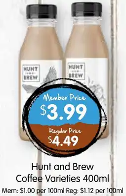 Spudshed Hunt and Brew Coffee Varieties offer