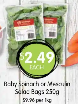 Spudshed Baby Spinach or Mesculin Salad Bags offer