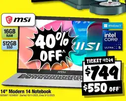 JB Hi-Fi msi 14" modern 14 notebook offer
