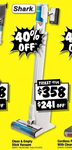 JB Hi-Fi Shark Clean & Empty Stick Vacuum offer