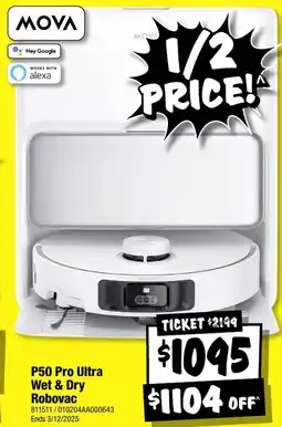 JB Hi-Fi Μοva p50 pro ultra wet & dry robovac offer