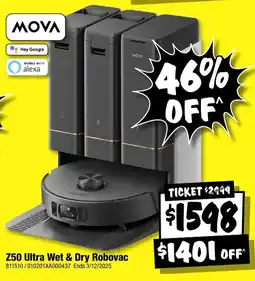 JB Hi-Fi Μova Z50 Ultra Wet & Dry Robovac offer