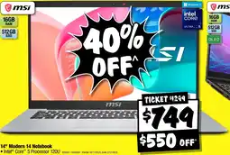 JB Hi-Fi msi 14" Modern 14 Notebook offer