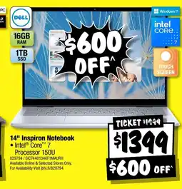 JB Hi-Fi DELL 14" Inspiron Notebook offer