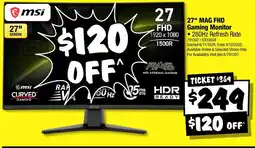 JB Hi-Fi Msi 27" mag fhd gaming monitor offer