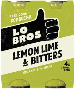 healthylife Lo Bros Kombucha Soda Lemon Lime & Bitters offer