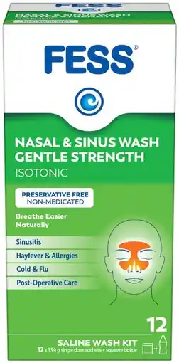 Amcal Pharmacies Fess Nasal & Sinus Wash Kit Gentle Strength 12 Pack offer
