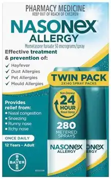 Amcal Pharmacies Nasonex Allergy Nasal Spray Twin Pack 2 x 140 Sprays offer