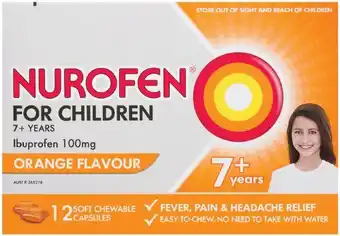 healthylife Nurofen for Children 7+ Orange Chewable Capsules 12 Pack offer