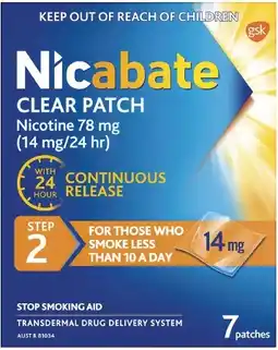 healthylife Nicabate Clear Patch 14mg Step 2 Quit Smoking 7 Patches offer