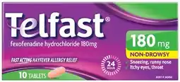 Amcal Pharmacies Telfast Hayfever Allergy Relief 180mg 10 Tablets offer