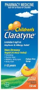 Amcal Pharmacies Claratyne Children’s Hayfever & Allergy Relief Peach Flavour Syrup offer
