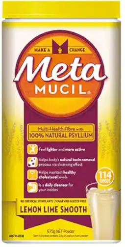healthylife Metamucil Fibre Supplement Lemon Lime Smooth 673g offer
