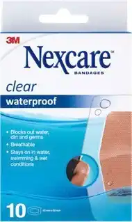 Amcal Pharmacies Nexcare Clear Waterproof Strips Knee & Elbow 10 Pack offer