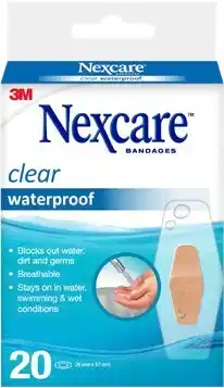 Amcal Pharmacies Nexcare Clear Waterproof Strips Medium 20 Pack offer