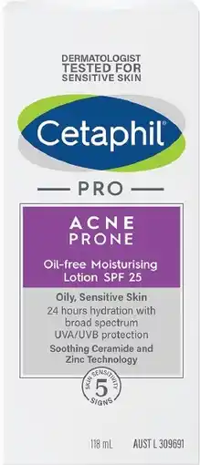 healthylife Cetaphil Pro Acne Prone Oil Free Moisturising Lotion SPF25 118ml offer