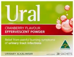 Amcal Pharmacies Ural Effervescent Powder Cranberry Flavour 28 Sachets offer