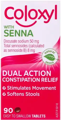 Amcal Pharmacies Coloxyl With Senna Dual Action Constipation Relief 90 Tablets offer