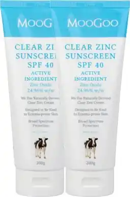 Amcal Pharmacies MooGoo Clear Zinc Sunscreen SPF 40 offer