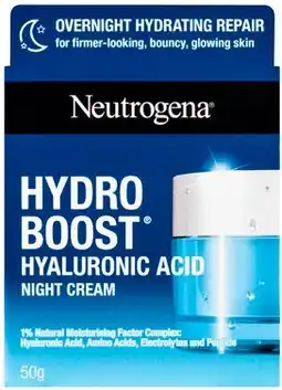 Amcal Pharmacies Neutrogena Hydro Boost Hyaluronic Acid Night Cream 50g offer