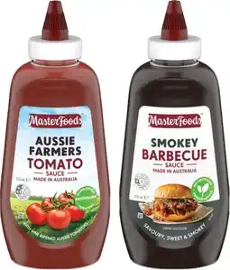 IGA MasterFoods Smokey Barbecue or Aussie Farmers Tomato Sauce 500mL Selected Varieties offer