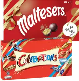 IGA Maltesers Gift Box 400g or Celebrations Box 320g offer