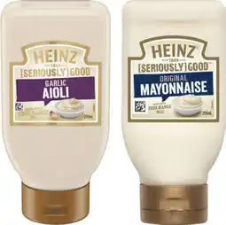 IGA Heinz Seriously Good Aioli or Mayonnaise 295mL Selected Varieties offer