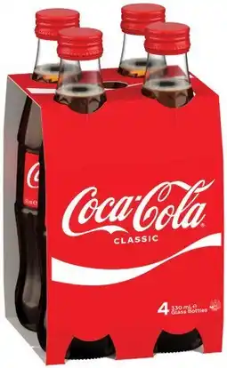 IGA Coca‑Cola Glass Bottle 4x330mL Selected Varieties offer