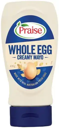 IGA Praise Whole Egg Squeezy Mayo 470‑500g Selected Varieties offer