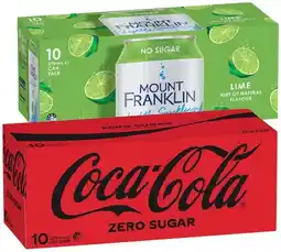 IGA Coca‑Cola, Sprite or Mount Franklin Lightly Sparkling Water 10x375mL Selected Varieties offer