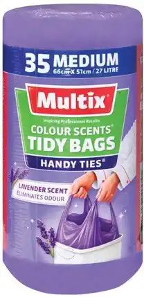 IGA Multix Colour Scents Handy Ties Tidy Bags Lavender Medium 35 Pack offer