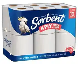 IGA Sorbent Thick & Soft Toilet Tissue 4 Ply 12 Pack offer