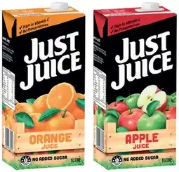 IGA Just Juice Long Life Orange Juice or Apple Juice 1 Litre offer