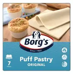 IGA Borg’s Puff Pastry 7 Sheets 1.2kg offer