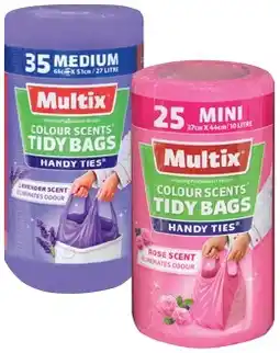 IGA Multix Colour Scents Handy Ties Tidy Bags Lavender Medium 35 Pack or Rose Scent Mini 25 Pack offer