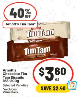 IGA Arnott’s Chocolate Tim Tam Biscuits Selected Varieties offer