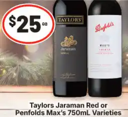 IGA Taylors Jaraman Red or Penfolds Max's Varieties offer