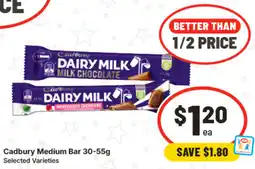 IGA Cadbury Medium Bar Selected Varieties offer