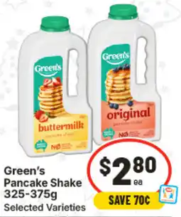 IGA Green's Pancake Shake offer