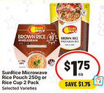 IGA SunRice Microwave Rice Pouch or Rice Cup Selected Varieties offer