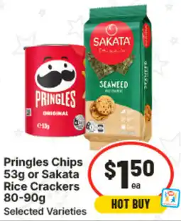 IGA Pringles Chips or Sakata Rice Crackers offer