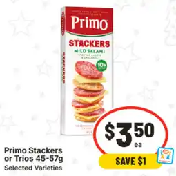 IGA Primo Stackers or Trios Selected Varieties offer