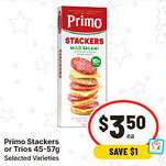 IGA Primo Stackers or Trios Selected Varieties offer
