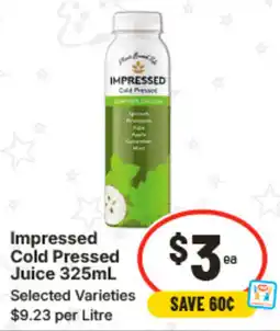 IGA Impressed Cold Pressed Juice offer