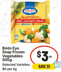 IGA Birds Eye Snap Frozen Vegetables offer