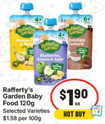 IGA Rafferty's Garden Baby Food Selected Varieties offer
