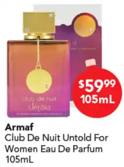 Amcal Pharmacies Armaf Club De Nuit Untold For Women Eau De Parfum offer